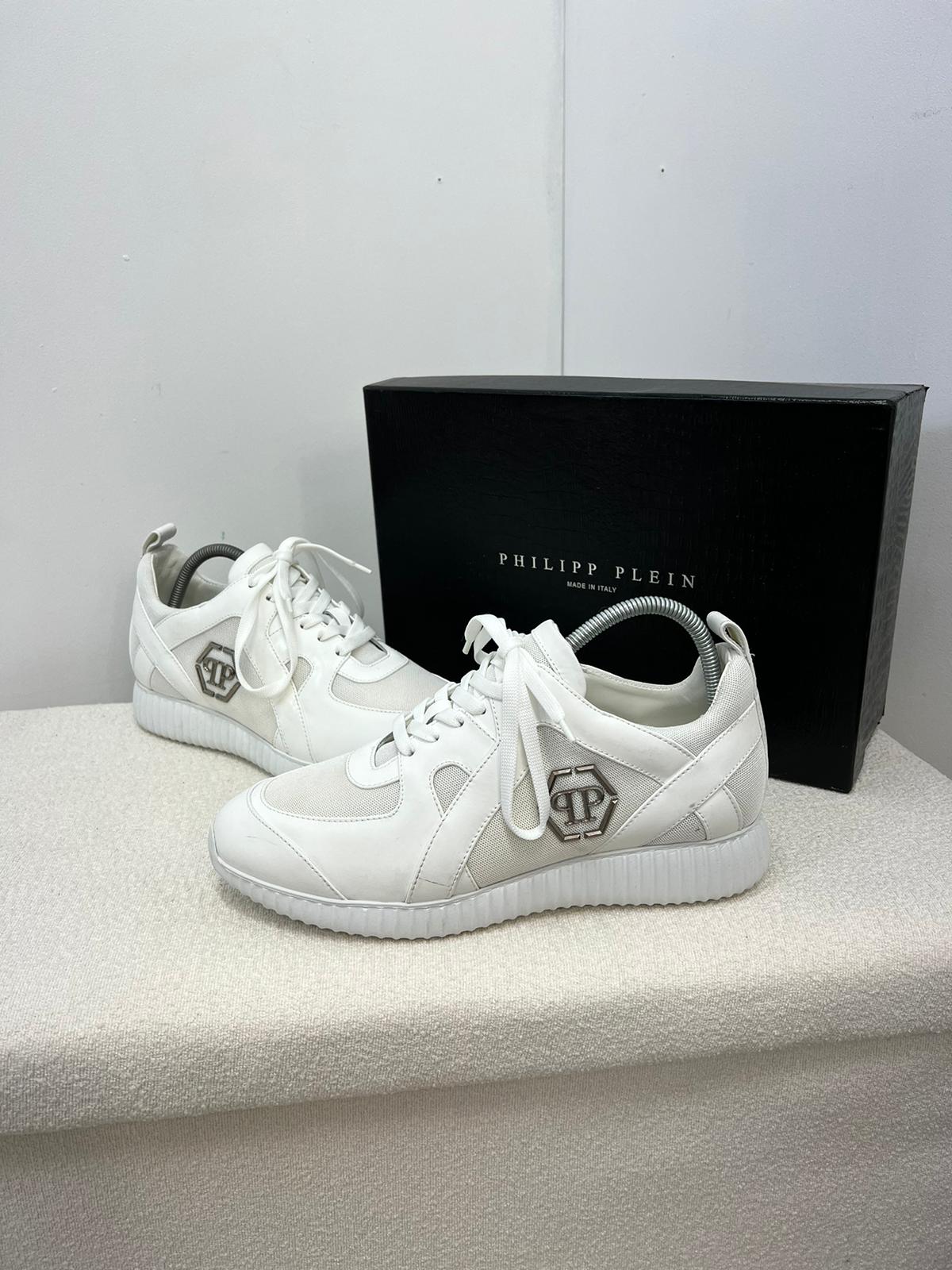 PHILLIP PLEIN White PP Predator Chunky Trainer - UK 8