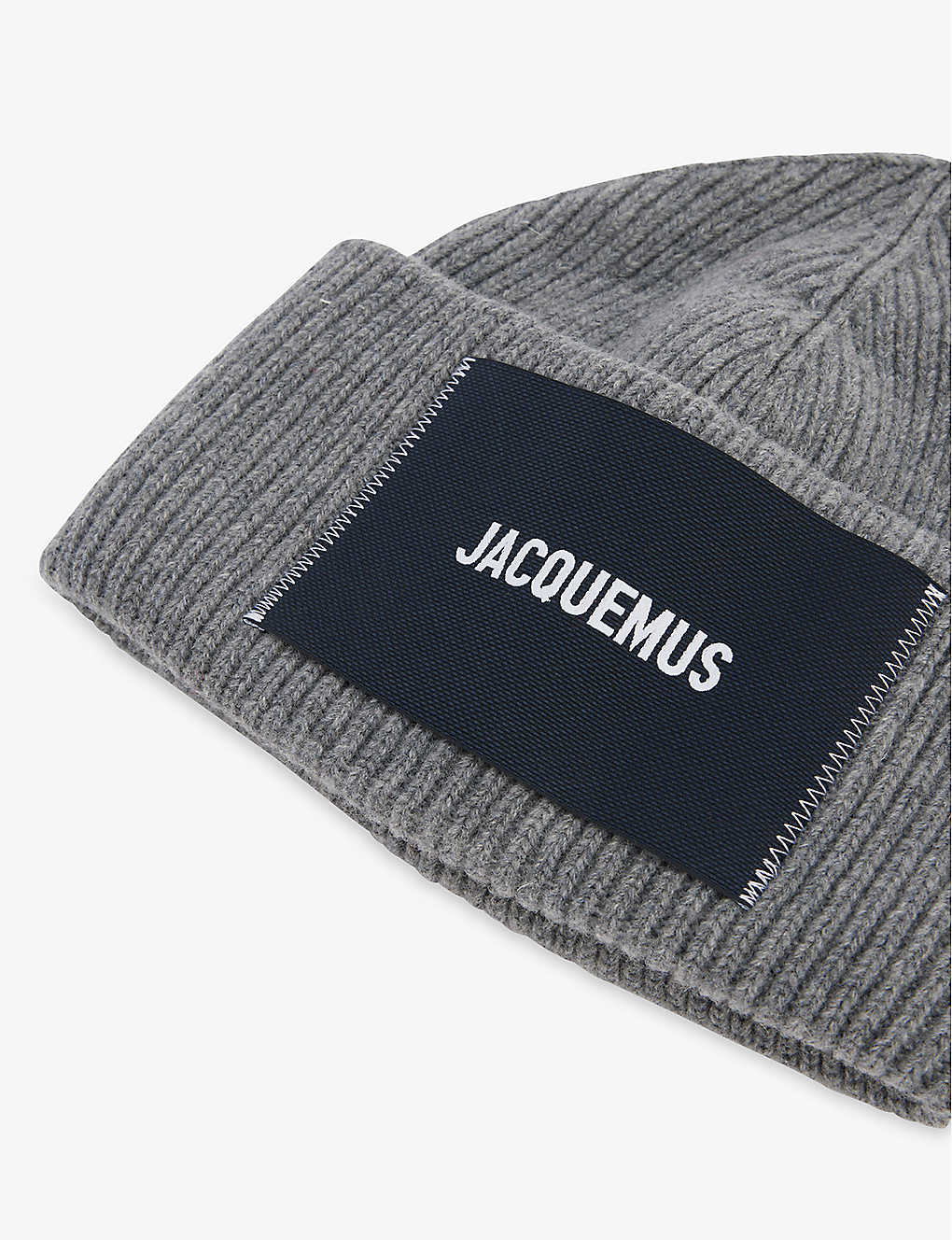 Jacquemus Grey Ribbed Le Bonnet Gros Beanie Hat -New In Tags