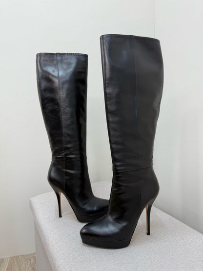 Gucci Black Leather Knee High Boot's - UK 4.5