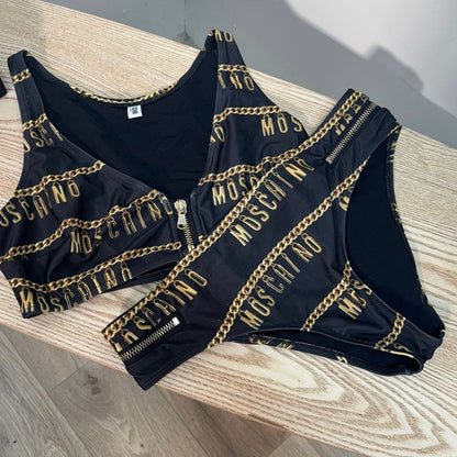 Moschino Black And Gold Bikini – EU 38