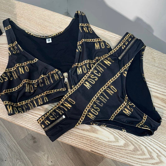 Moschino Black And Gold Bikini – EU 38