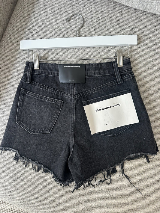 Alexander Wang Black Denim Bite Highrise Shorts-New in tags 23 XXS
