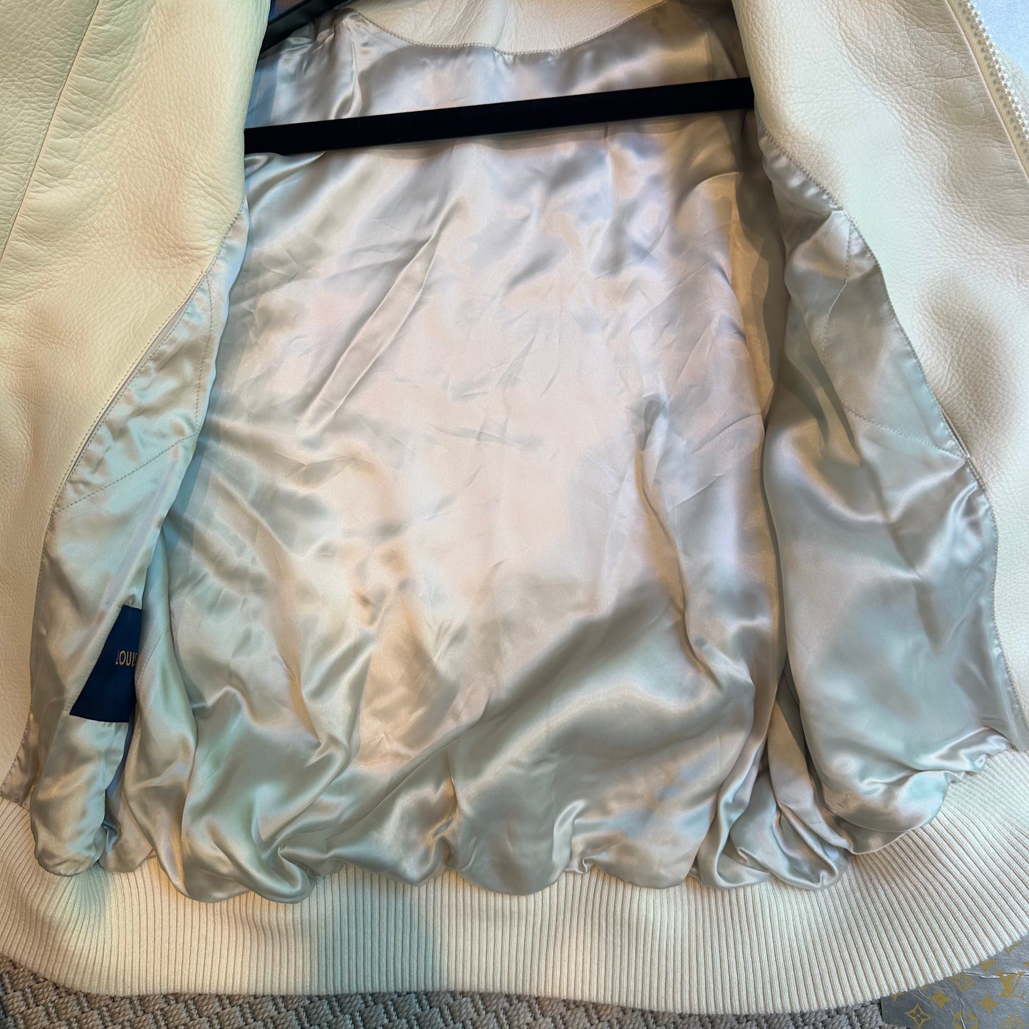 Louis Vuitton White/Cream Staples Edition Leather Aviator Bomber Jacket. collectors item , Brand New - XXL