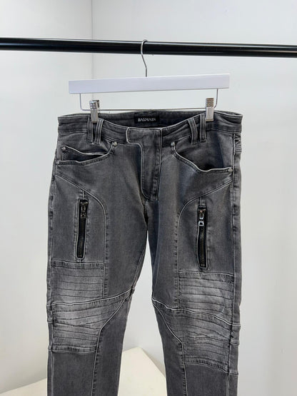 Balmain Grey Black Badge Jeans  (32)