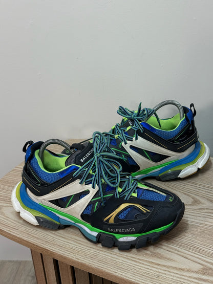 Balenciaga Black Green Blue Track Trainers - 42/uk8