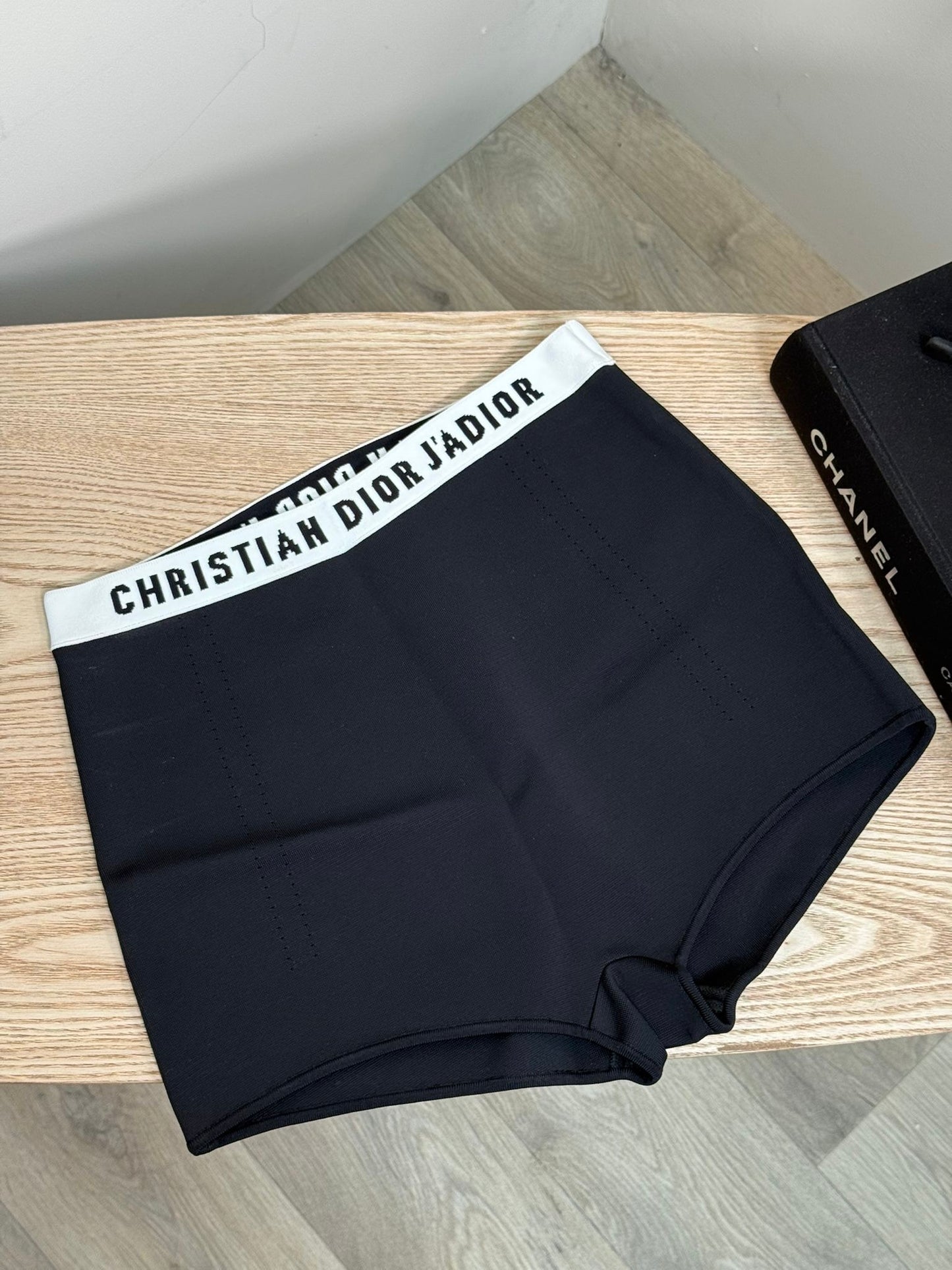 Dior White And Black Bralette High-Waisted Shorts Set - Large / Large