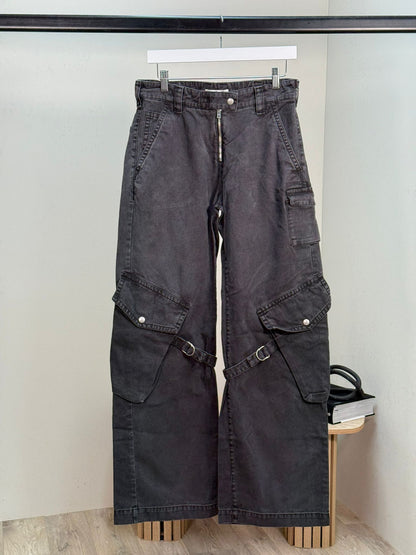 Acne Studios Black Denim Flared Combat Style Jeans - 36 (8-10)