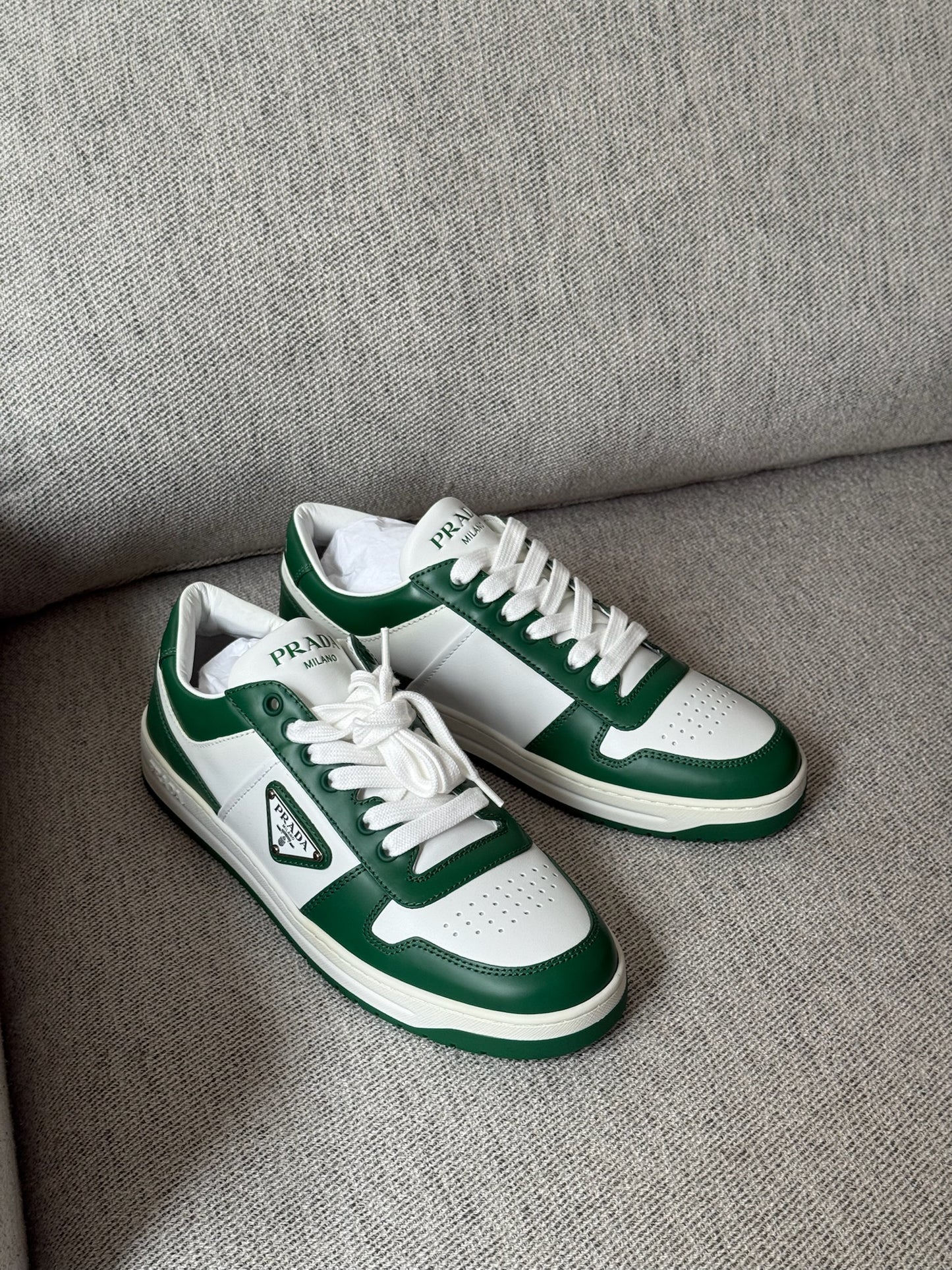 Prada Downtown Low Green Trainers- Brand New - UK 6