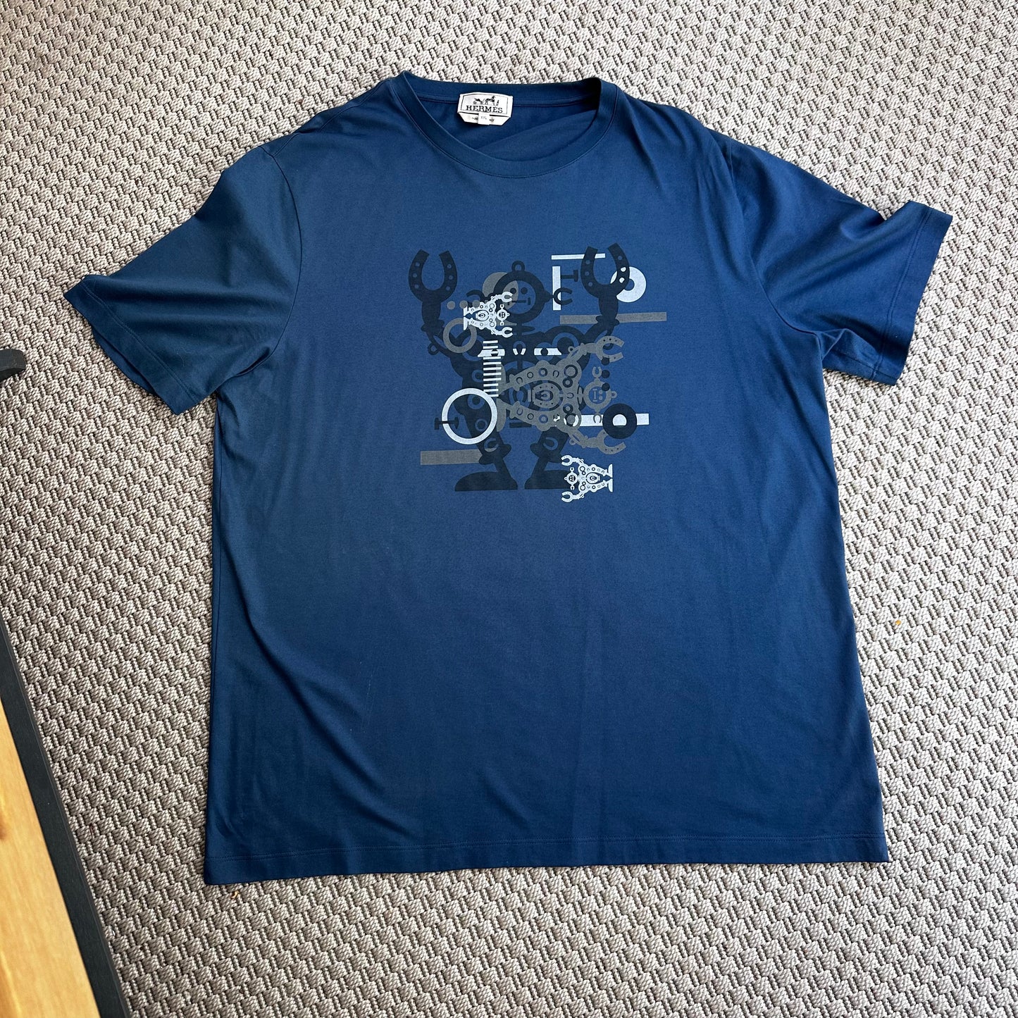 Hermès men’s Navy blue chains T-shirt - XXL