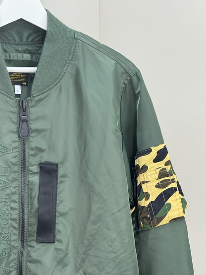 A Bathing Ape Green Camo Bomber Jacket - Large
