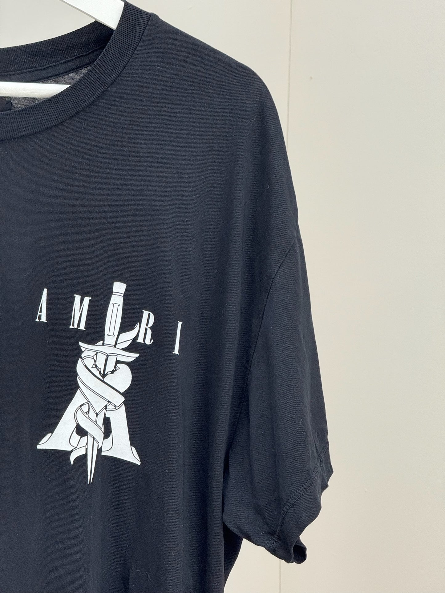 Amiri Black Heart Dagger Logo T-Shirt - medium