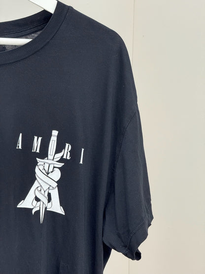 Amiri Black Heart Dagger Logo T-Shirt - medium