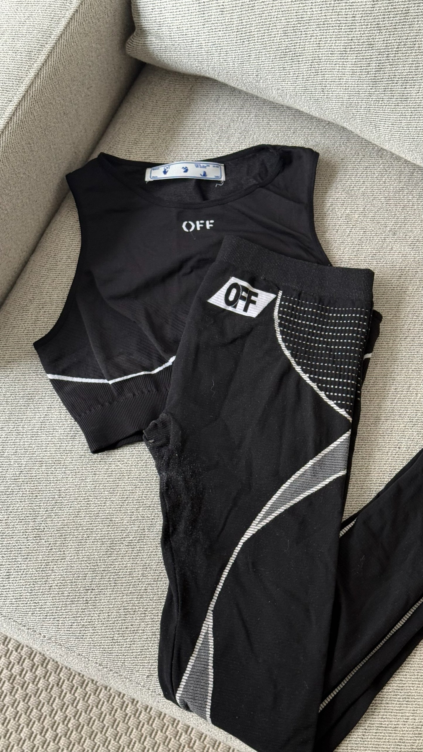 Off-White Black Gym Set leggings And CropActive Set - L/XL FIT UK 10