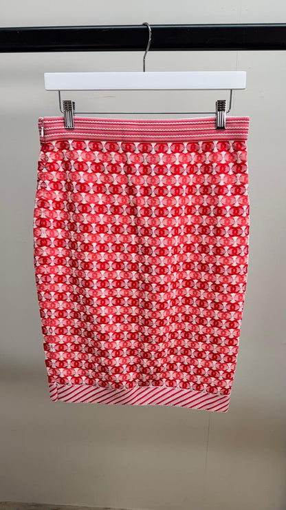 Chanel CC Logo Red Jacquard Skirt - New In Tags FR40 S/M