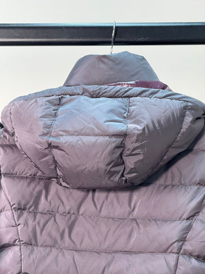 Moncler Jura Down Coat In Dark Grey With Purple Lining -Size 1/Small