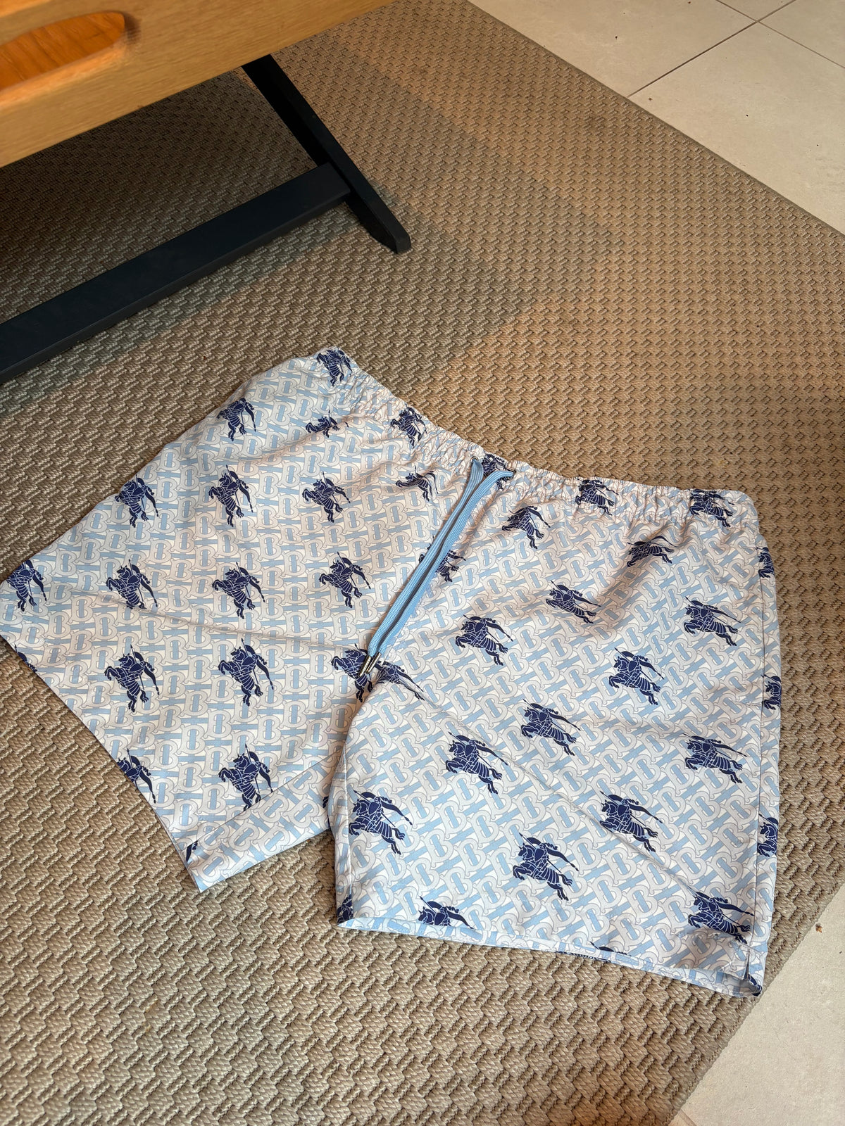 Burberry Blue Monogram Equestrian Knight Swim Shorts – XL