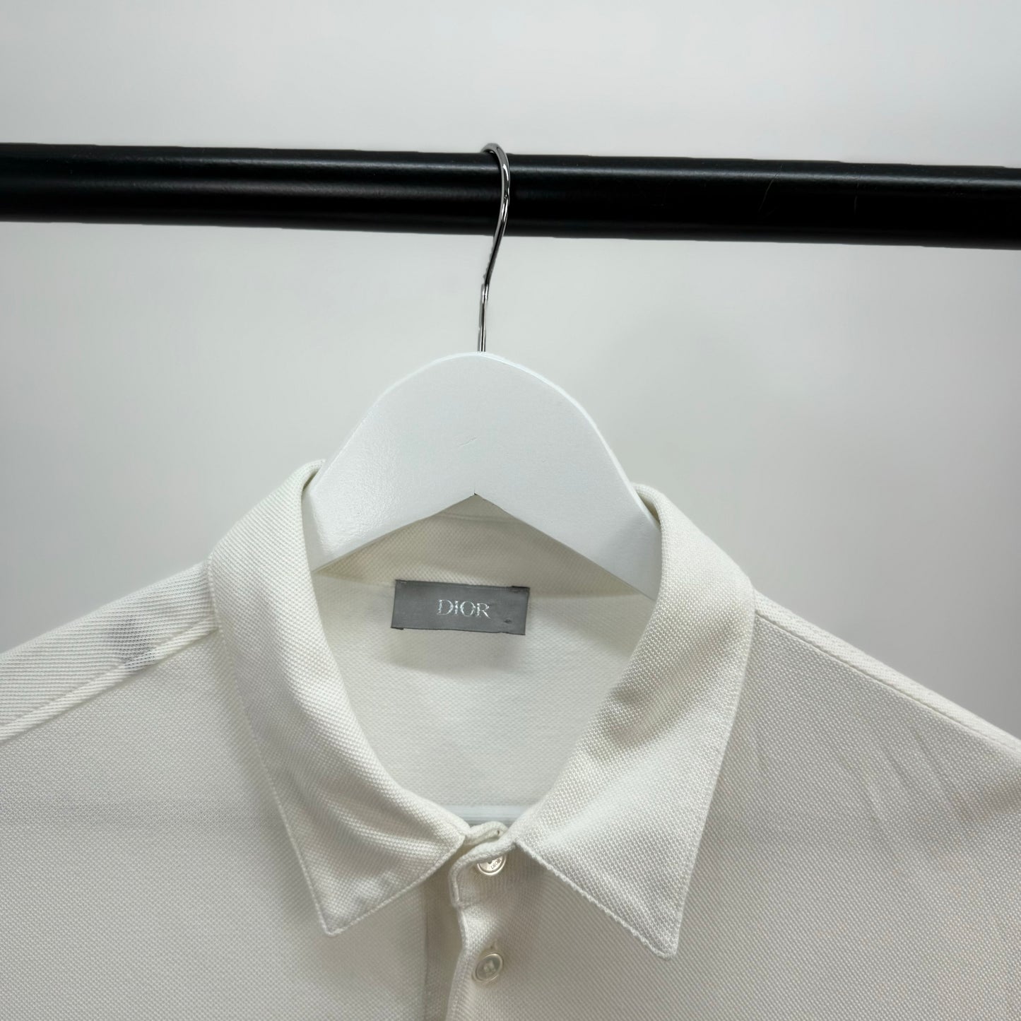 Dior White CD Silver Logo Polo Top -Medium