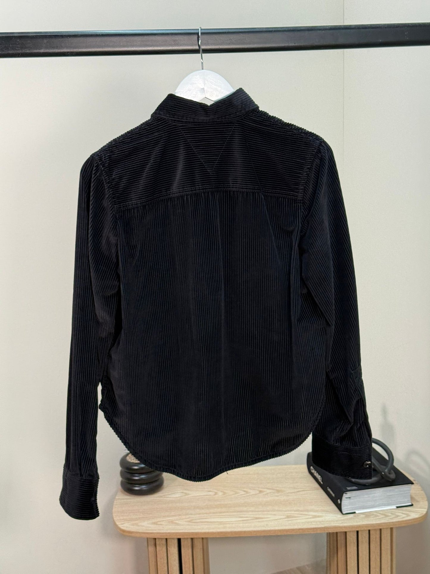 Bottega Veneta Black Ribbed Leather Trimmed Cotton Corduroy Overshirt Jacket - 40/M