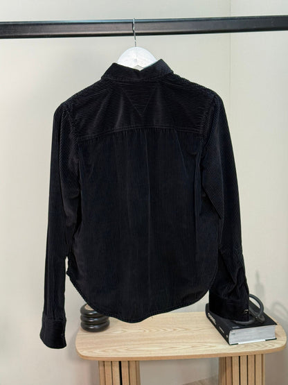 Bottega Veneta Black Ribbed Leather Trimmed Cotton Corduroy Overshirt Jacket - 40/M