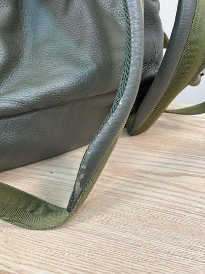 Bottega Veneta Army Green Deer Leather Backpack - 35 x 44 x 15 cm