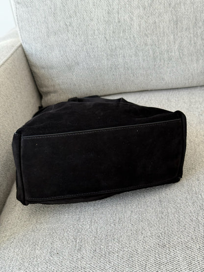 Reformation Small Vittoria Tote in Black Suede