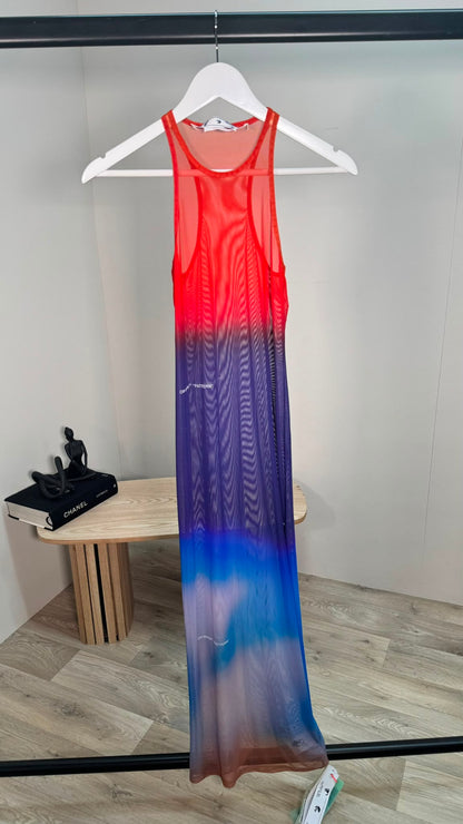 Off-White Off Blur Gradient Mesh Maxi Dress – New In Tags IT 40 / UK 8