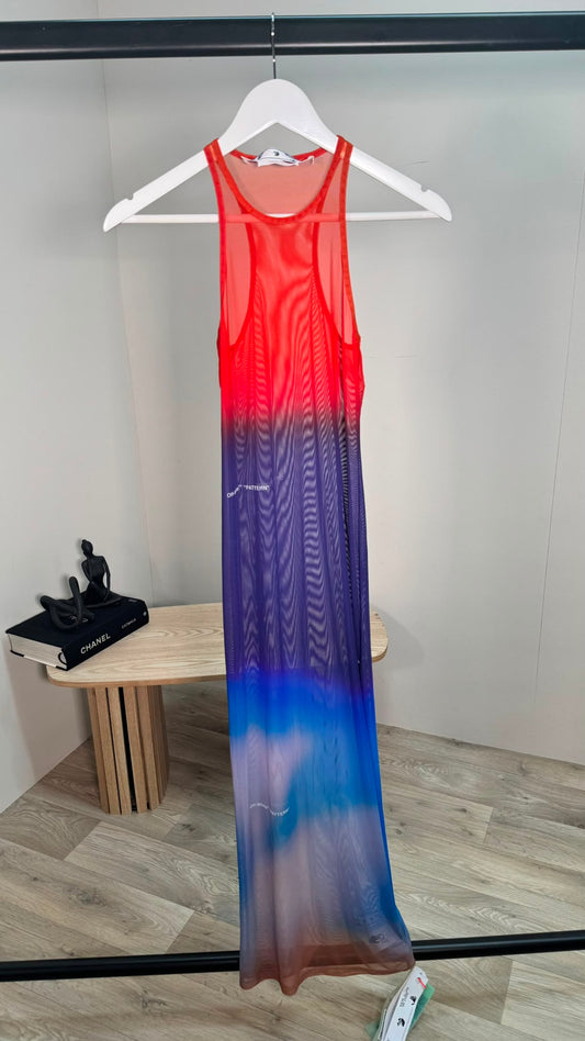 Off-White Off Blur Gradient Mesh Maxi Dress – New In Tags IT 40 / UK 8
