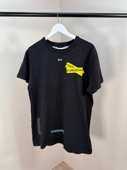 Off-White Black Yellow Tape Cross T-Shirt - Small oversize