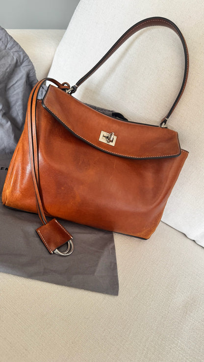 Balenciaga Rodeo Handbag Small in tan cowboy Vegetal tanned lambskin handbag , as new.