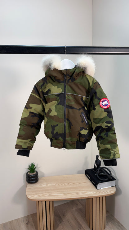 Canada Goose Kids Camo Grizzly Bomber Fur Coat - Brand New In Tags Age 1-2