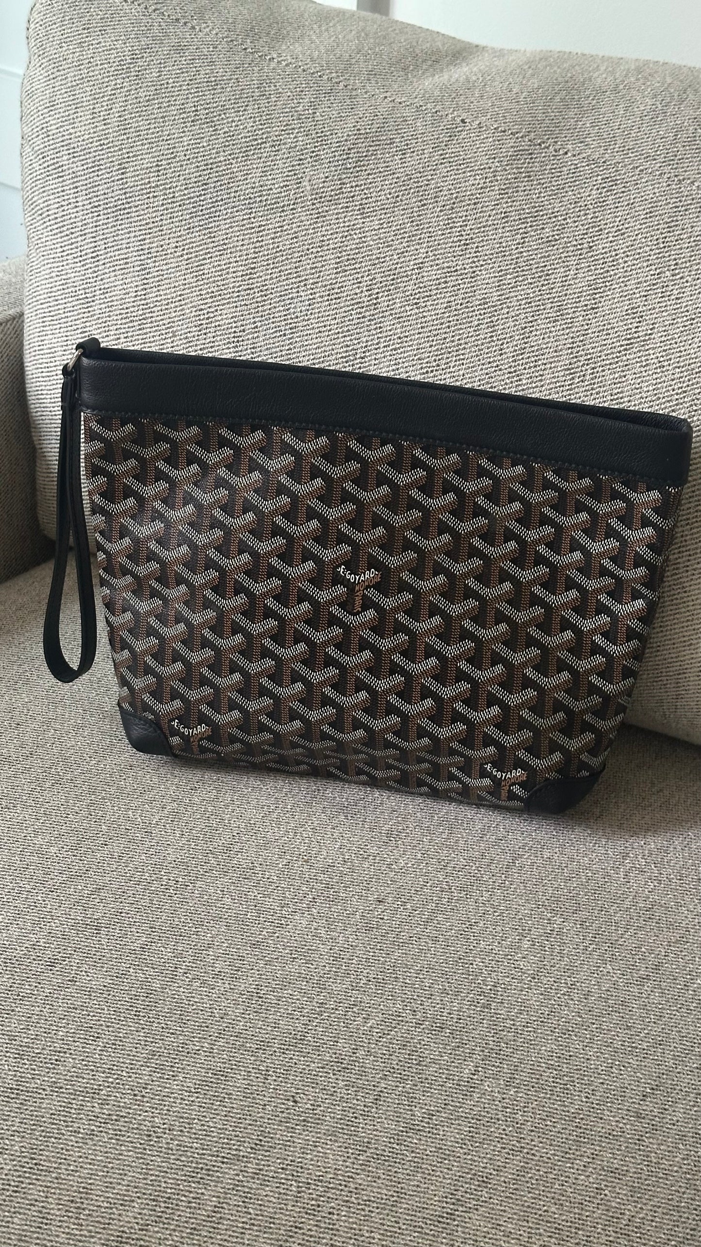 Goyard Black & brown Conti Coated Canvas clutch bag