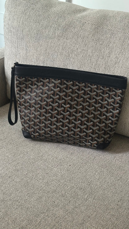 Goyard Black & brown Conti Coated Canvas clutch bag