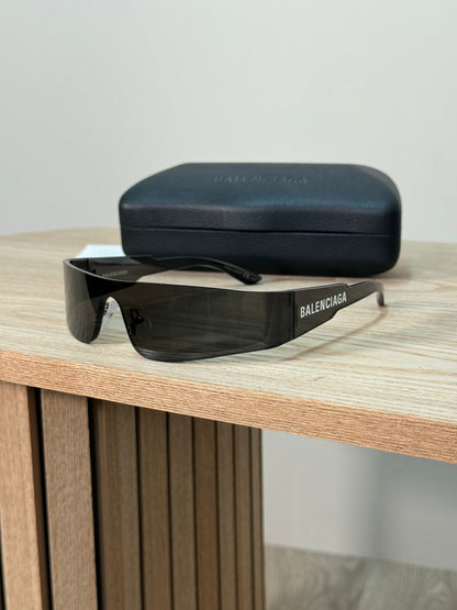 Balenciaga Black White Logo Thin Mono Sunglasses - One Size