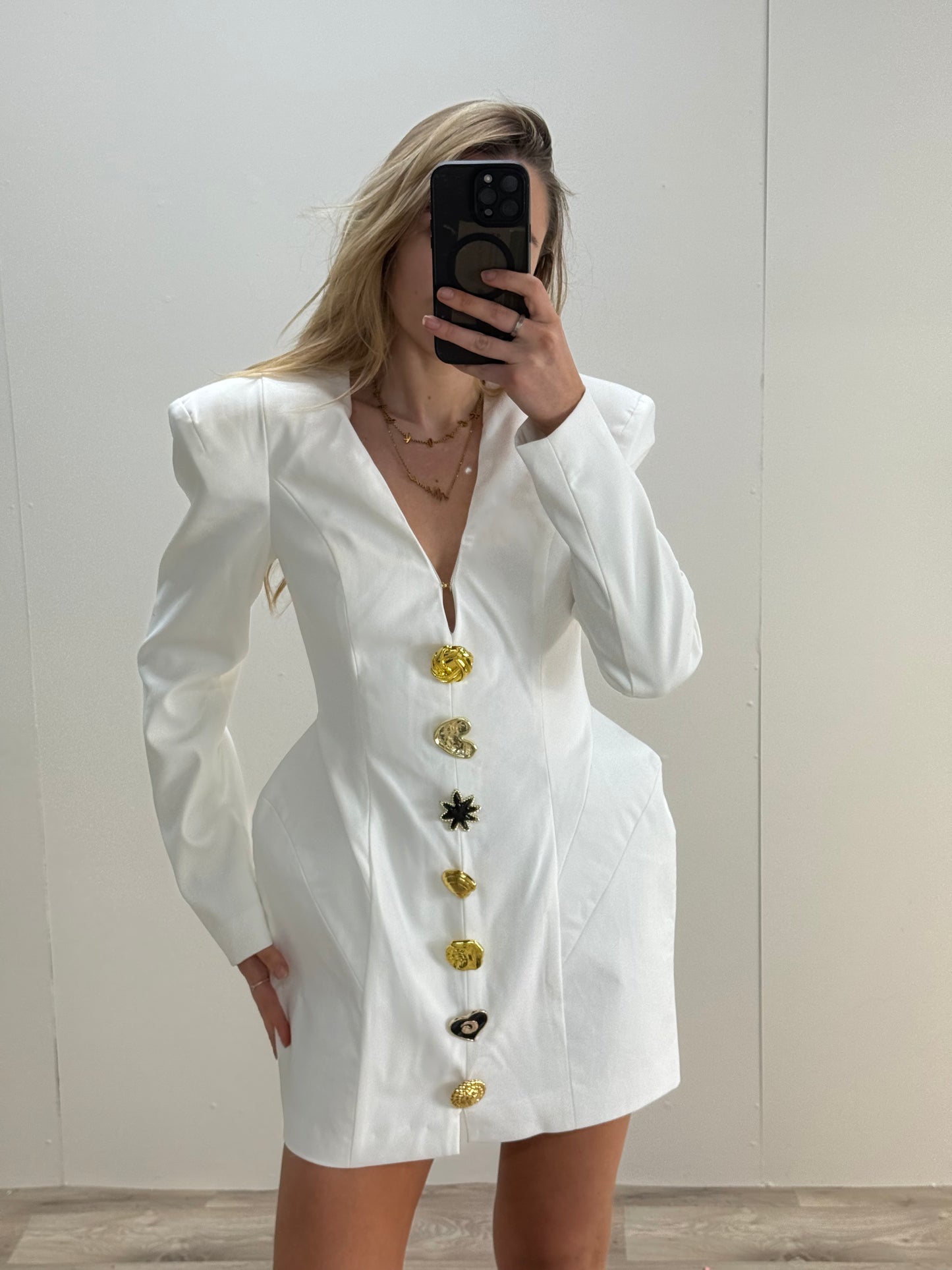 Atoir White Multi Button Structured Florance Dress- UK 6