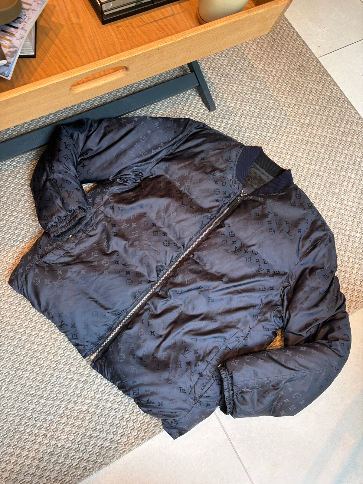 Louis Vuitton Navy Monogram Reversible Bomber Jacket – 54/XL