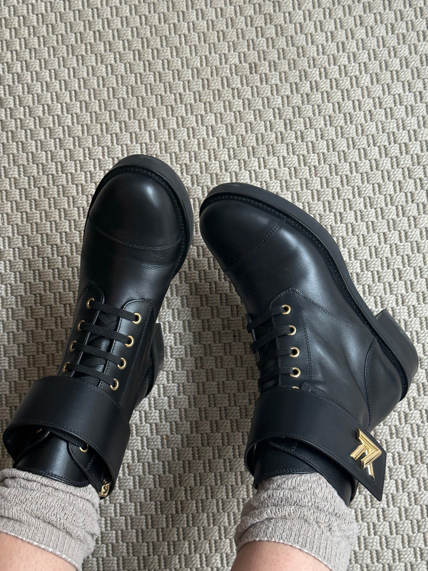 Louis Vuitton Black Wonderland Flat Ranger Boot-UK5