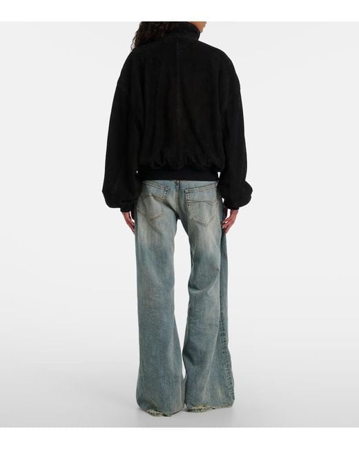 Balenciaga Black Suede Bomber Jacket - Small