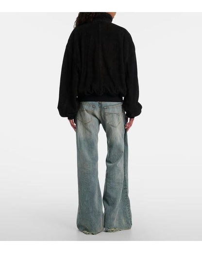 Balenciaga Black Suede Bomber Jacket - Small