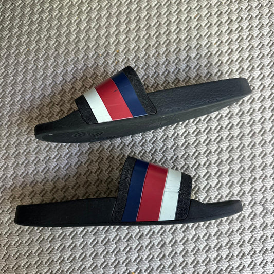 Gucci Mens Black Blue Red Stripe Sliders – UK 8