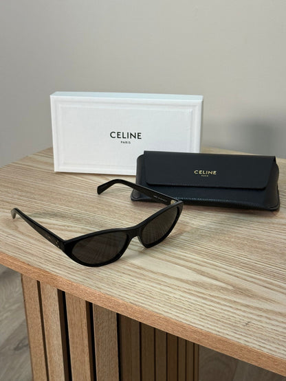Celine Black Logo Round Slim Curved Sunglasses - One Size