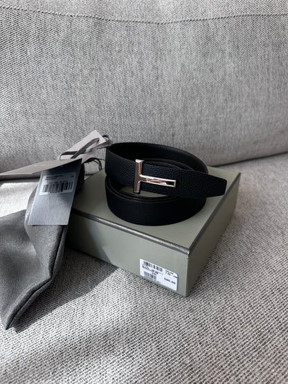 Tom Ford Black Leather TG 100cm Belt- Brand New In Box
