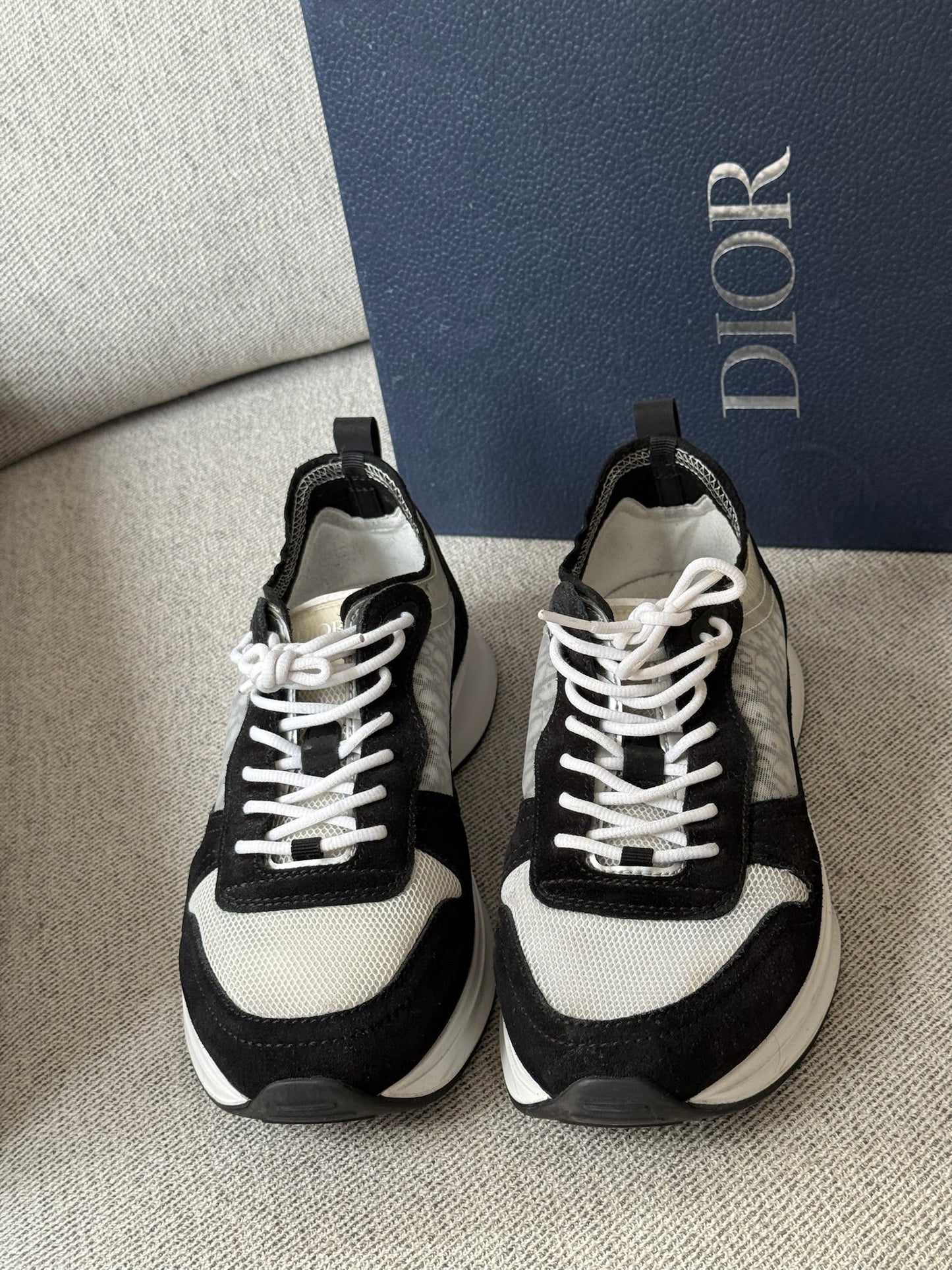 Dior B25 Oblique Black Suede White Trainers - 42/UK8