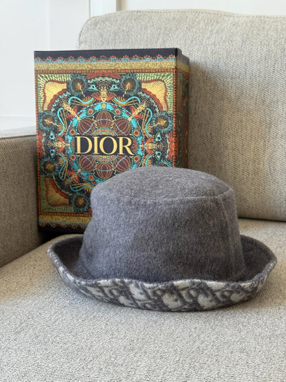 Dior Grey Wool Bucket Hat - Size 58