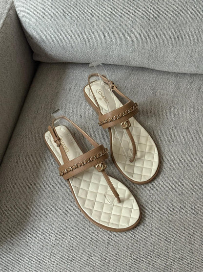 Chanel CC Thong Nude Chain Sandle - UK 7