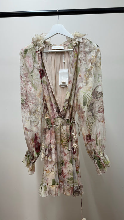 Zimmermann Cream Purple Flower 'Dancer Flutter' Playsuit- New In Tags SIZE 1-UK 8/10
