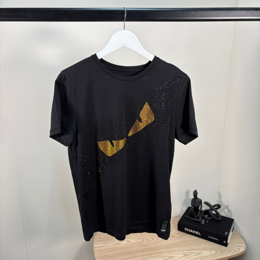 Fendi Black Crystal Bug Eye T-Shirt – UK Small