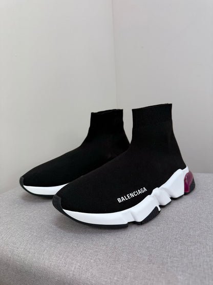 Balenciaga Black White Pink Speed Trainers- UK 5