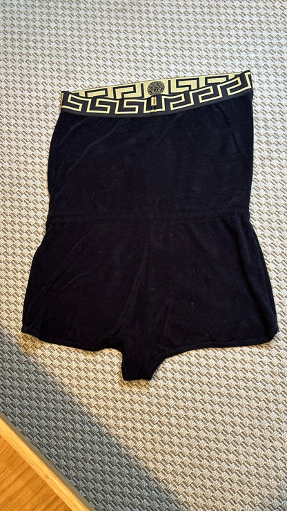 Versace Black & Gold Velour Playsuit- UK 8/10