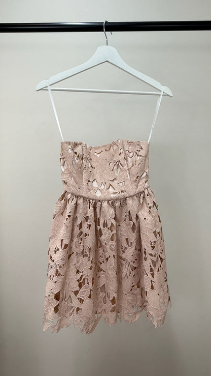 Michael Costello x Revolve Dress Pink Lace Strapless Mini Dress in tags-XS