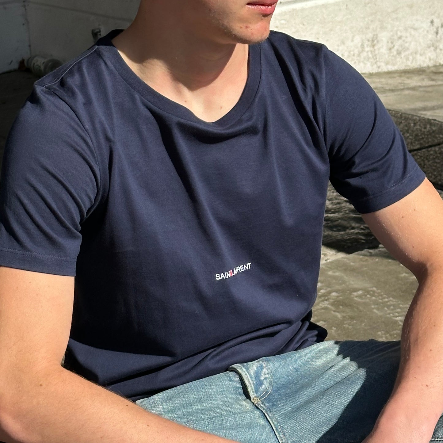 Saint Laurent Navy Blue T-Shirt – UK Small